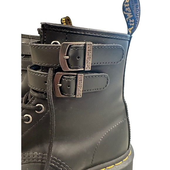 Dr. Martens 1460 ALT Black Leather Lace Up/Zip Buckle Ankle Boots Men 6 Womens 7 - Picture 2 of 7